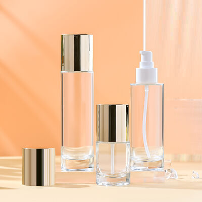 Bottiglia di vetro trasparente eco-compatibile e impermeabile per imballaggi cosmetici personalizzabili