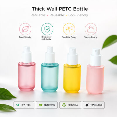 Bottiglie per la cura della pelle in PETG ghiacciato minimalista per marchi di bellezza moderni